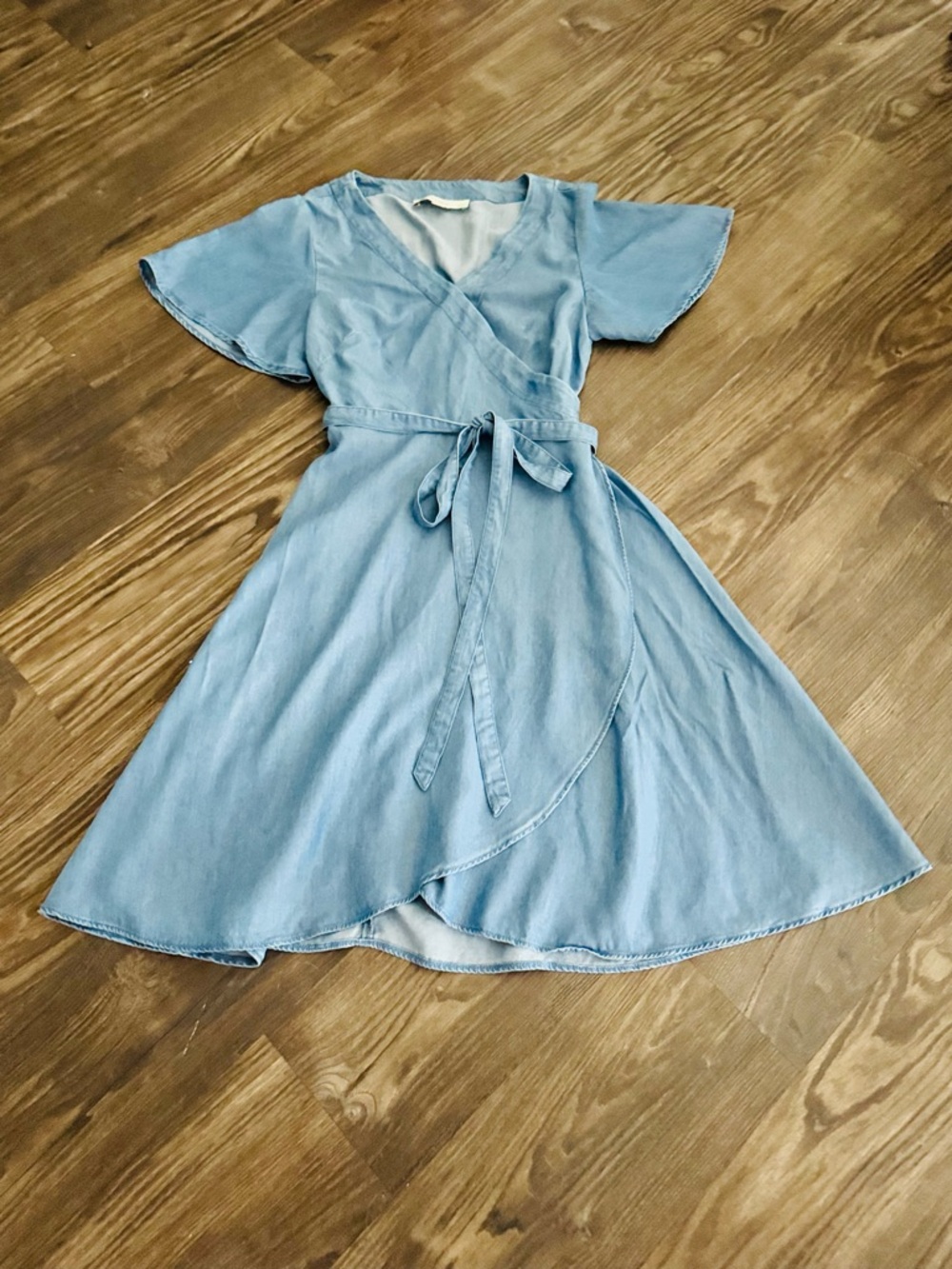 Ann Taylor LOFT Chambray Wrap Skirt - Clean Girl, Coastal Cowgirl, Size 0 Petite